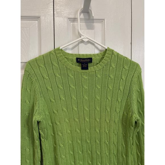 Brooks Brothers vibrant green mercerized cotton cable knit sweater small - Picture 2 of 6